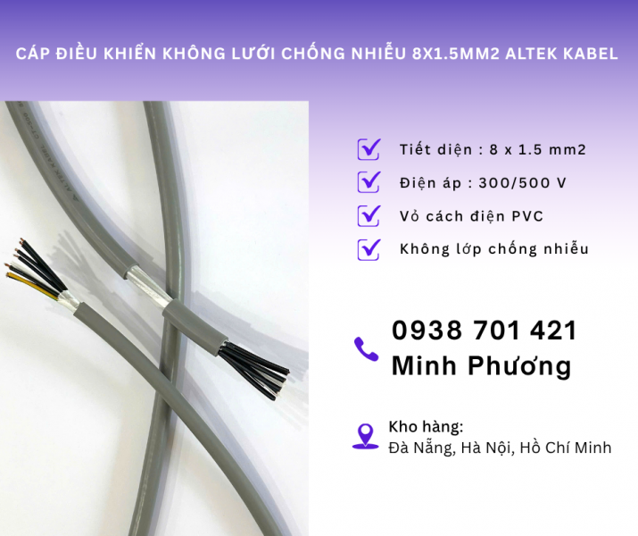   Cáp điều khiển không lưới chống nhiễu 8x1.5mm² Altek Kabel và Ứng dụng thực tế
