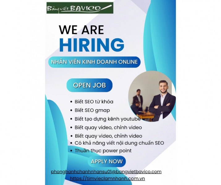 CÔNG TY TNHH THIẾT BỊ GIÁO DỤC BAVICO CẦN TUYỂN 02 NHÂN VIÊN KINH DOANH KÊNH ONLINE