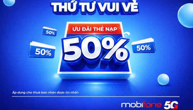 Thứ 4 Vàng – Nạp thẻ liền tay nhận ngay 50% ưu đãi