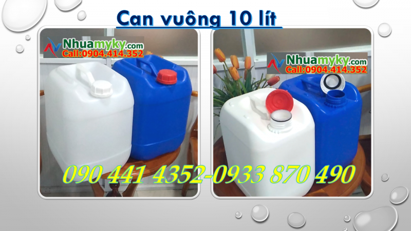 Can nhựa 30 lít trắng, can xanh 25 lít tròn, can nhựa 20 lít vuông đựng hóa chất 