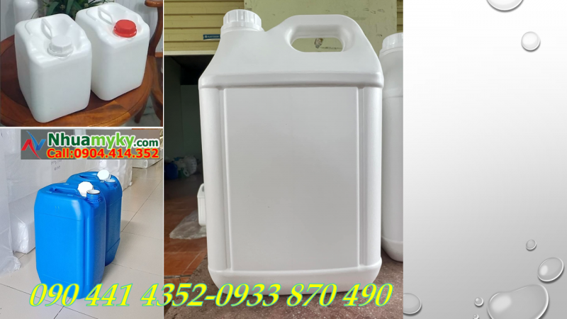 Can nhựa 30 lít trắng, can xanh 25 lít tròn, can nhựa 20 lít vuông đựng hóa chất 