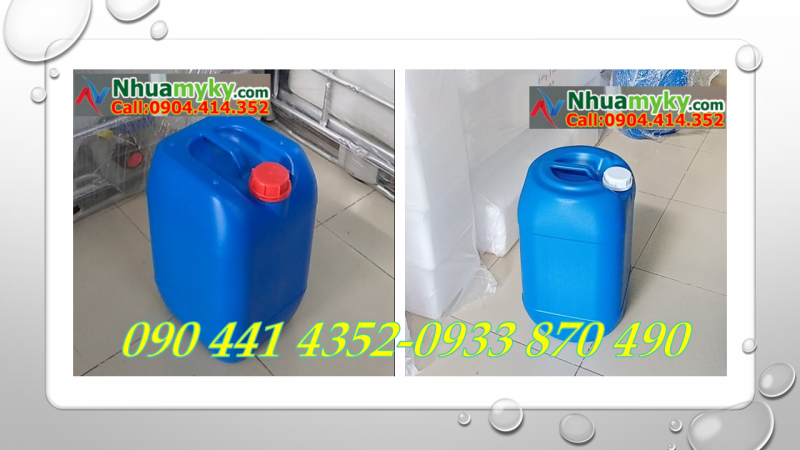 Can nhựa 30 lít trắng, can xanh 25 lít tròn, can nhựa 20 lít vuông đựng hóa chất 