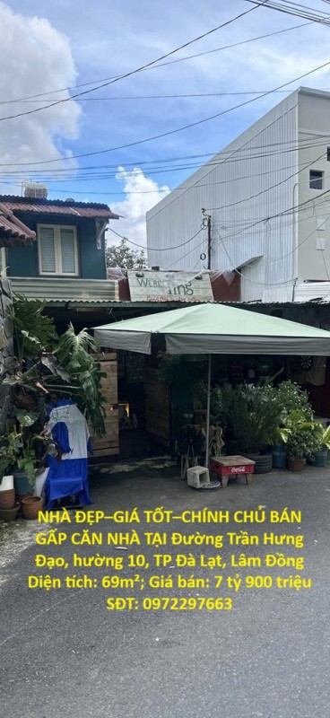 NHÀ ĐẸP–GIÁ TỐT–CHÍNH CHỦ BÁN GẤP CĂN NHÀ TẠI Đường Trần Hưng Đạo, hường 10, TP Đà Lạt, Lâm Đồng