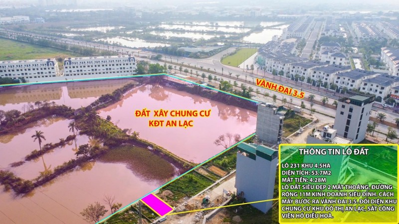 Thanh khoản lô đất cực hiếm khu đất dịch vụ 4.6 ha Vân Canh sát An Lạc Symphony 3 bước chân ra vành