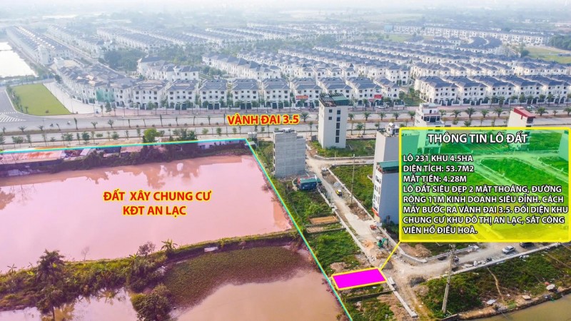 Thanh khoản lô đất cực hiếm khu đất dịch vụ 4.6 ha Vân Canh sát An Lạc Symphony 3 bước chân ra vành