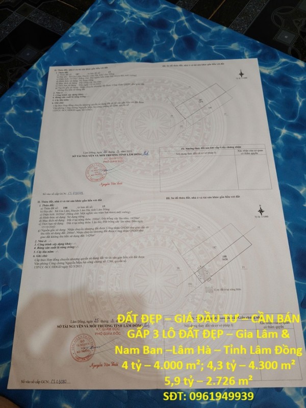 BÁN GẤP 3 LÔ ĐẤT ĐẸP – Gia Lâm & Nam Ban –Lâm Hà – Tỉnh Lâm Đồng