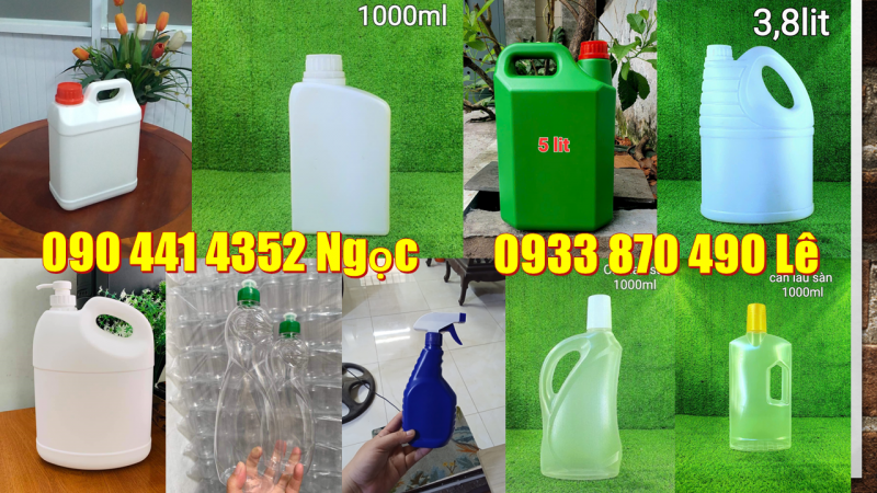 Can nhựa 0.5 lít đựng dầu, can 1 lít đựng dung dịch tẩy rửa tiện lợi 
