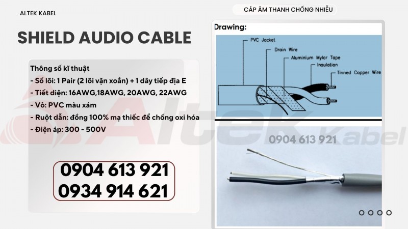 Cáp tín hiệu chống nhiễu 16AWG/18AWG/20AWG/22AWG Altek Kabel 