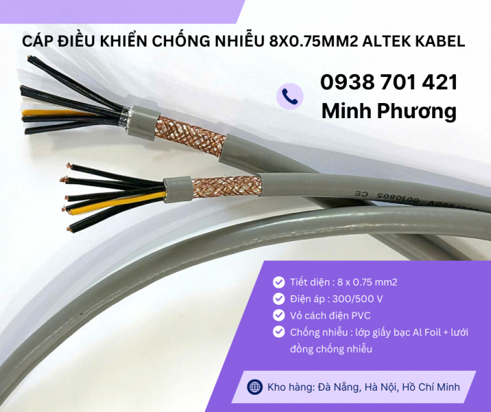 Cáp điều khiển chống nhiễu 8x0.75mm² – Giải pháp truyền tín hiệu ổn định