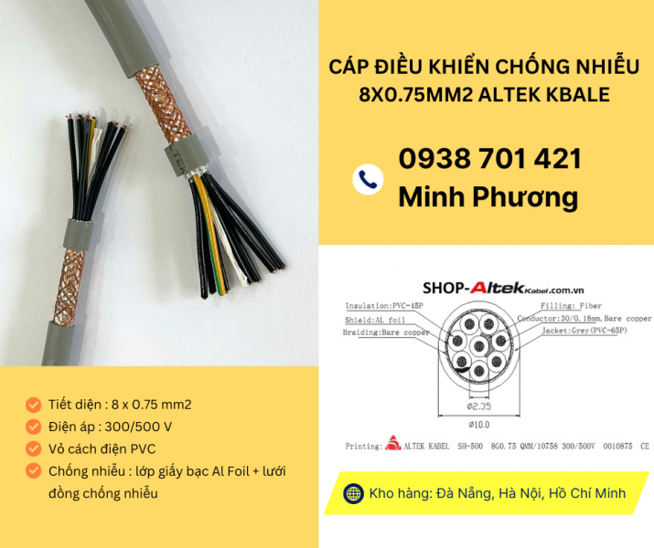 Cáp điều khiển chống nhiễu 8x0.75mm² – Giải pháp truyền tín hiệu ổn định