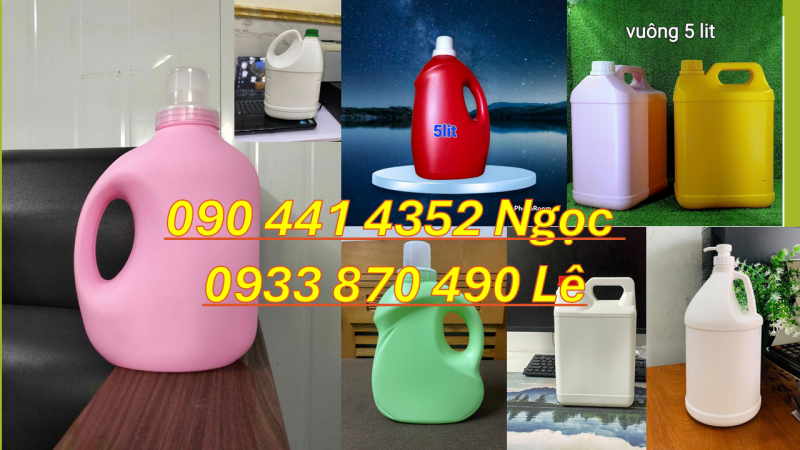 Can nhựa 5 lít đựng nước giặt công nghiệp, can nhựa 2 lít đựng nước xả vải