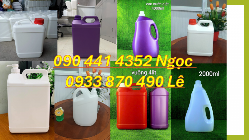 Can nhựa 5 lít đựng nước giặt công nghiệp, can nhựa 2 lít đựng nước xả vải