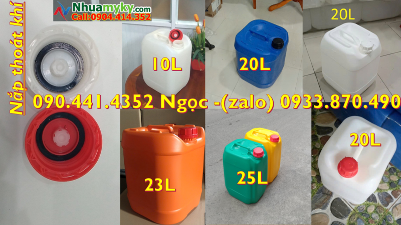 CAN 30 LÍT ĐỰNG NƯỚC SẠCH, CAN VUÔNG 25 LÍT, CAN 20 LÍT MÀU NỔI, CAN 10 LÍT ĐỰNG MỰC IN CHỐNG UV
