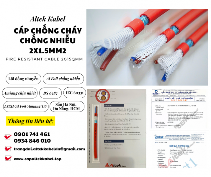 Cáp chống cháy chống nhiễu 2x1.5 Altek Kabel sẵn Hải Phòng, Thái Bình, Nam Định, Ninh Bình