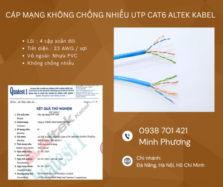 Cáp mạng UTP Cat6 không chống nhiễu – Giải pháp tiết kiệm cho hệ thống mạng
