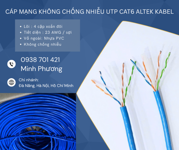 Cáp mạng UTP Cat6 không chống nhiễu – Giải pháp tiết kiệm cho hệ thống mạng