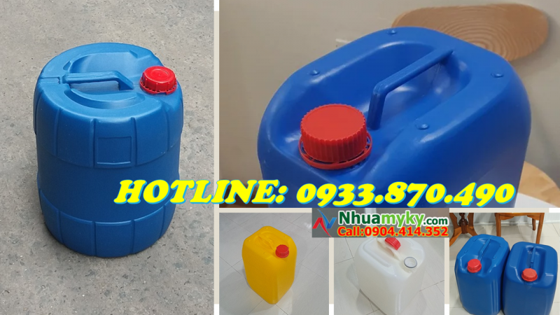 Can 20 lít nhựa công nghiệp, can nhựa 25 lít đựng hóa chất, can nhựa 30 lít vuông 