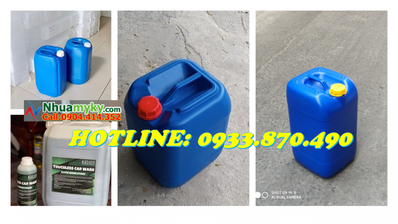 Can 20 lít nhựa công nghiệp, can nhựa 25 lít đựng hóa chất, can nhựa 30 lít vuông 