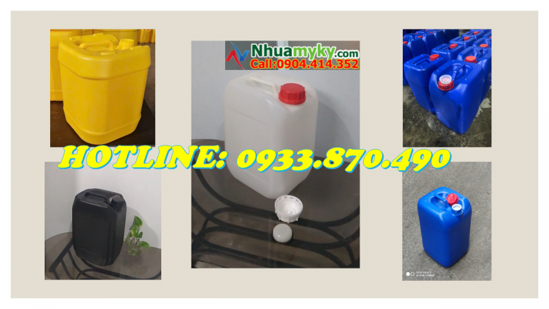 Can 20 lít nhựa công nghiệp, can nhựa 25 lít đựng hóa chất, can nhựa 30 lít vuông 