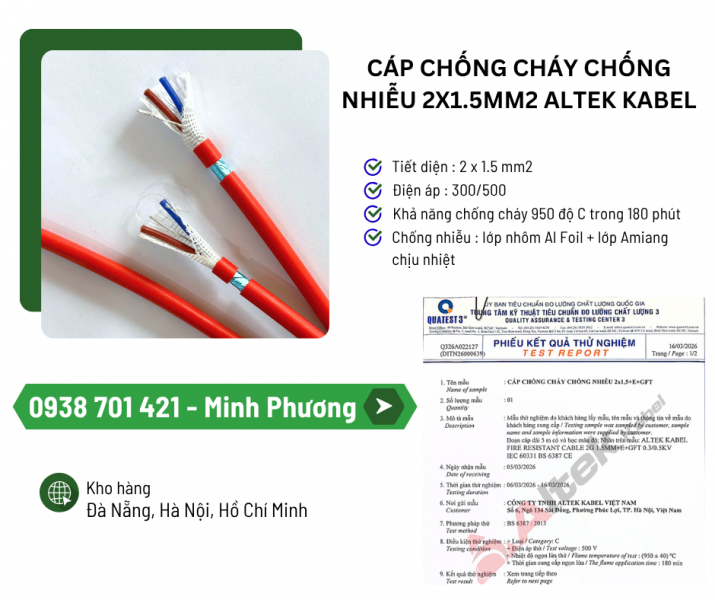 Cáp chống cháy chống nhiễu 2x1.5mm2: Báo giá & ứng dụng mới nhất 2026