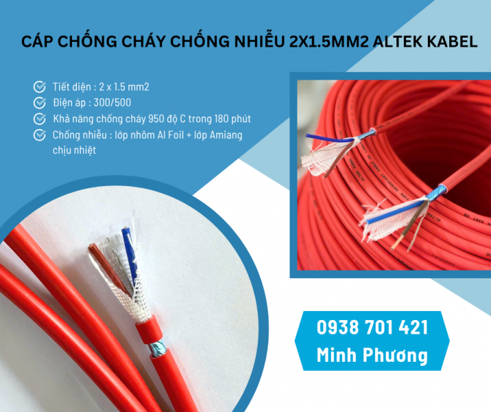Cáp chống cháy chống nhiễu 2x1.5mm2: Báo giá & ứng dụng mới nhất 2026