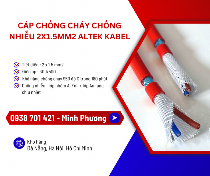 Cáp chống cháy chống nhiễu 2x1.5mm2: Báo giá & ứng dụng mới nhất 2026