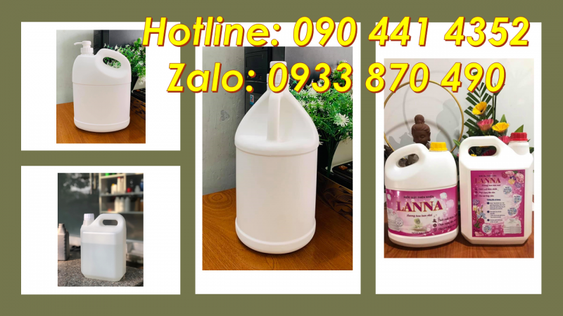 Can nhựa 4 lít đựng chất làm tan rã vết bẩn, can nhựa 2 lít đựng hóa chất thú y