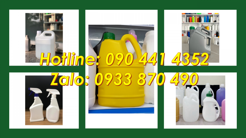 Can nhựa 4 lít đựng chất làm tan rã vết bẩn, can nhựa 2 lít đựng hóa chất thú y