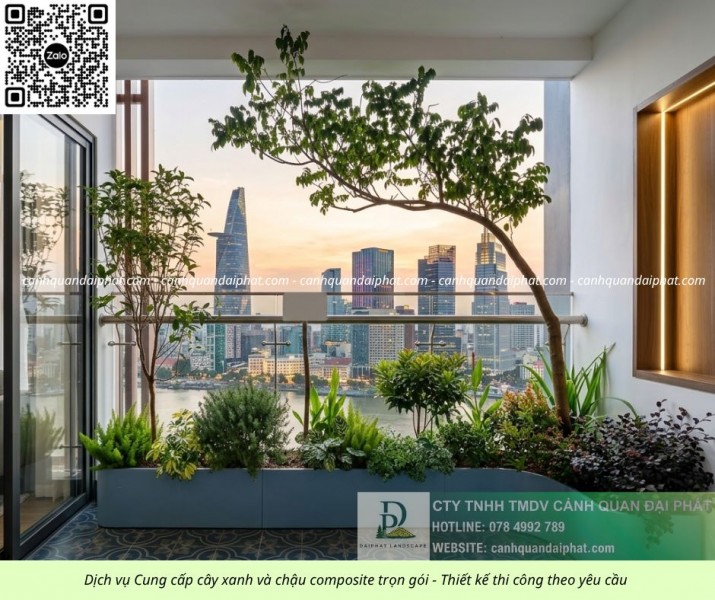 Thi công chậu Composite sân vườn giá rẻ tại TP.HCM trọn gói cây cảnh