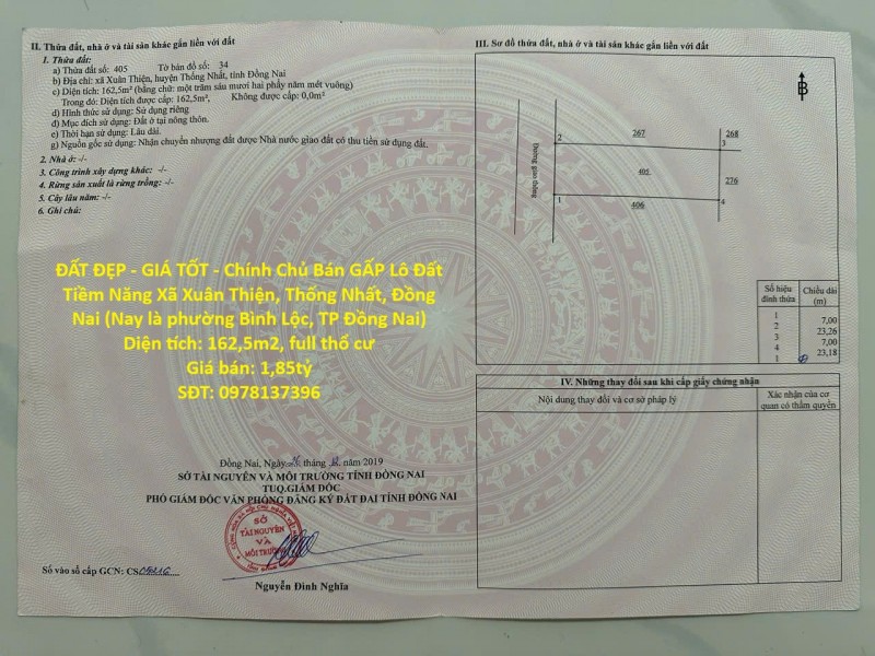 ĐẤT ĐẸP - GIÁ TỐT - Chính Chủ Bán GẤP Lô Đất Tiềm Năng Xã Xuân Thiện, Thống Nhất, Đồng Nai