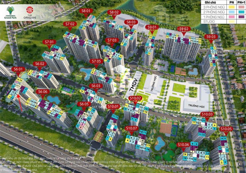 CHÍNH CHỦ BÁN CĂN HỘ 2PN 2WC – 59m², TÒA S601, THE ORIGAMI – VINHOMES GRAND PARK - THỦ ĐỨC, TP HỒ