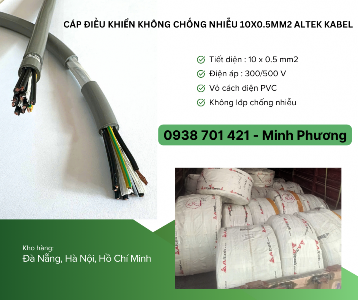Cáp điều khiển không lưới chống nhiễu 10x0.5mm2 – Giải pháp tiết kiệm cho hệ thống tín hiệu