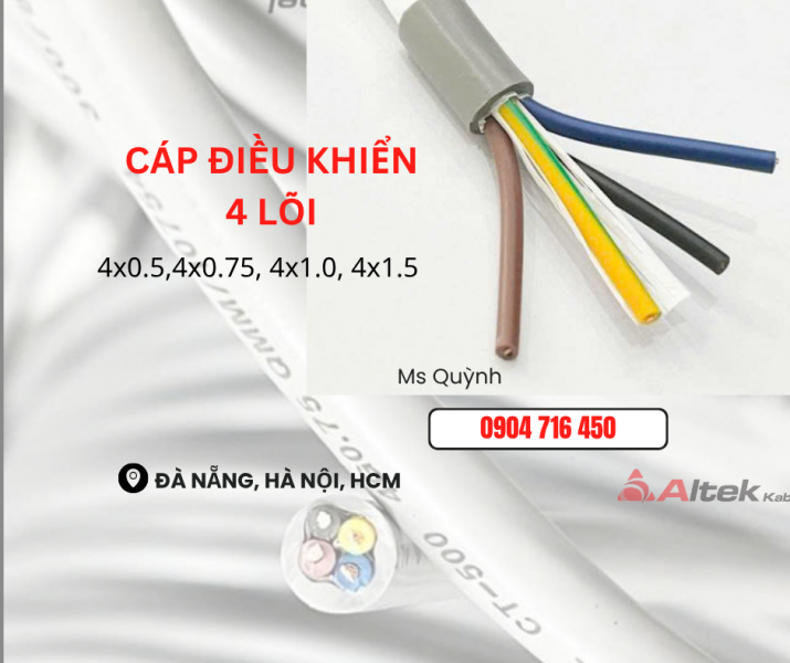Cáp điều khiển Altek Kabel 4x0.5, 4x0.75, 4x1.0, 4x1.5