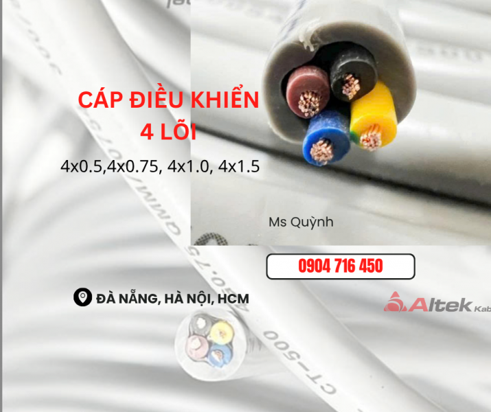 Cáp điều khiển Altek Kabel 4x0.5, 4x0.75, 4x1.0, 4x1.5