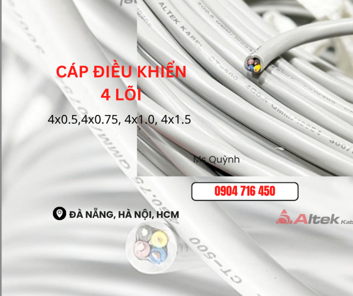Cáp điều khiển Altek Kabel 4x0.5, 4x0.75, 4x1.0, 4x1.5