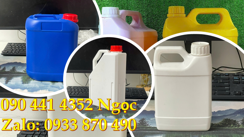 Can nhựa 1 lít đựng nhớt, can nhựa 2 lít đựng chất làm mát động cơ 