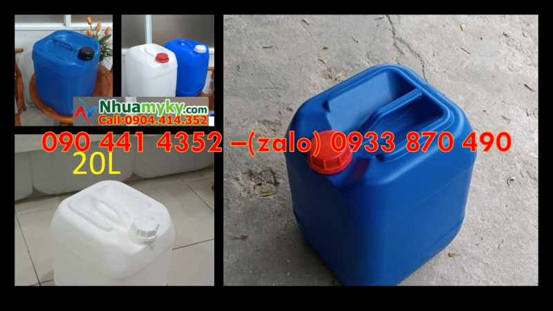 Can nhựa 20 lít vuông, can 25 lít vuông đựng hóa chất đốt, phân hủy