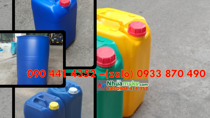 Can nhựa 20 lít vuông, can 25 lít vuông đựng hóa chất đốt, phân hủy