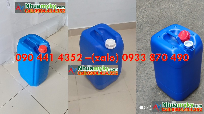 Can nhựa 20 lít vuông, can 25 lít vuông đựng hóa chất đốt, phân hủy