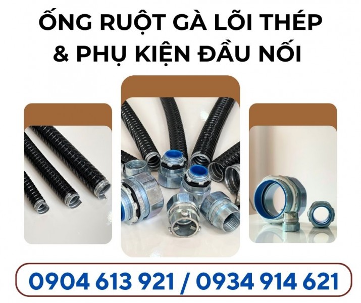 Ống ruột gà lõi thép - Nối ống và chén chống xước ống