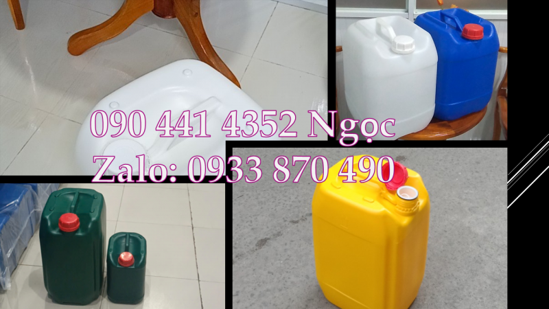 Can nhựa 20 lít xanh đựng nhớt, can nhựa 25 lít tròn, can vuông 30 lít đựng dầu khí 