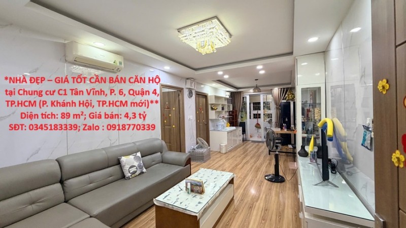 **NHÀ ĐẸP – GIÁ TỐT CẦN BÁN CĂN HỘ tại Chung cư C1 Tân Vĩnh, P. 6, Quận 4, TP.HCM (P. Khánh Hội,