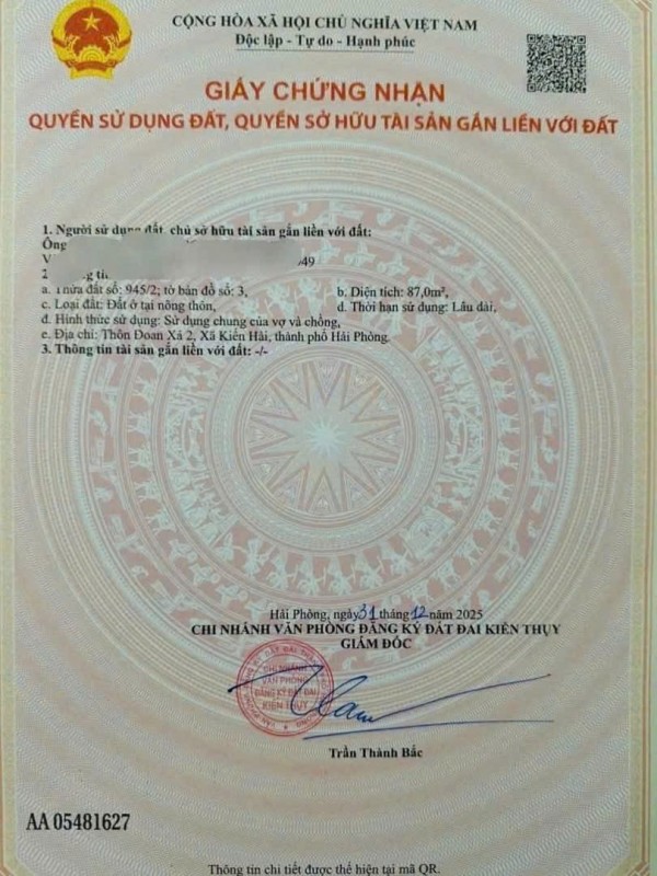 BÁN ĐẤT ĐOAN XÁ 2 - ĐOÀN XÁ - KIẾN THỤY - HẢI PHÒNG