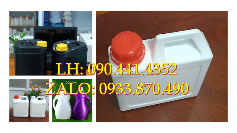 Bình nhựa 1.5 lít vàng đựng nước lau sàn, bình nhựa 2 lít màu đỏ, xanh lá, đen 