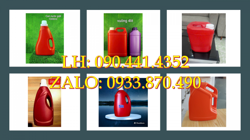 Bình nhựa 1.5 lít vàng đựng nước lau sàn, bình nhựa 2 lít màu đỏ, xanh lá, đen 