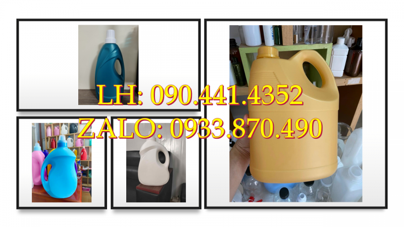 Bình nhựa 1.5 lít vàng đựng nước lau sàn, bình nhựa 2 lít màu đỏ, xanh lá, đen 