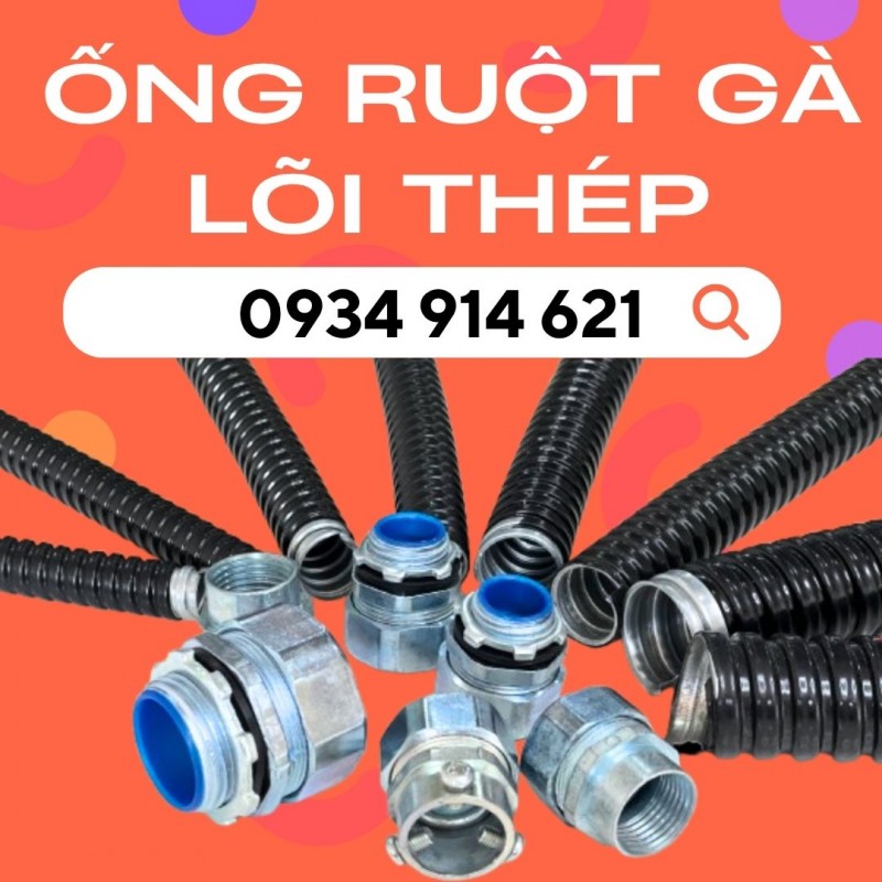 Ống ruột gà lõi thép và đầu nối ống với máng điện - Đà Nẵng 