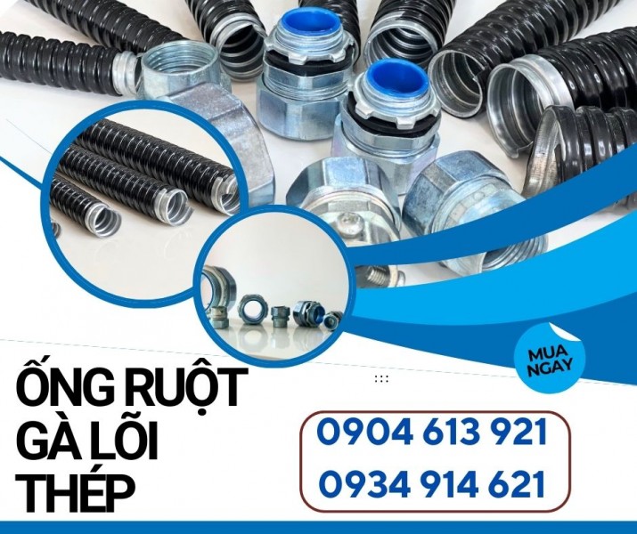 Ống ruột gà lõi thép và đầu nối ống với máng điện - Đà Nẵng 