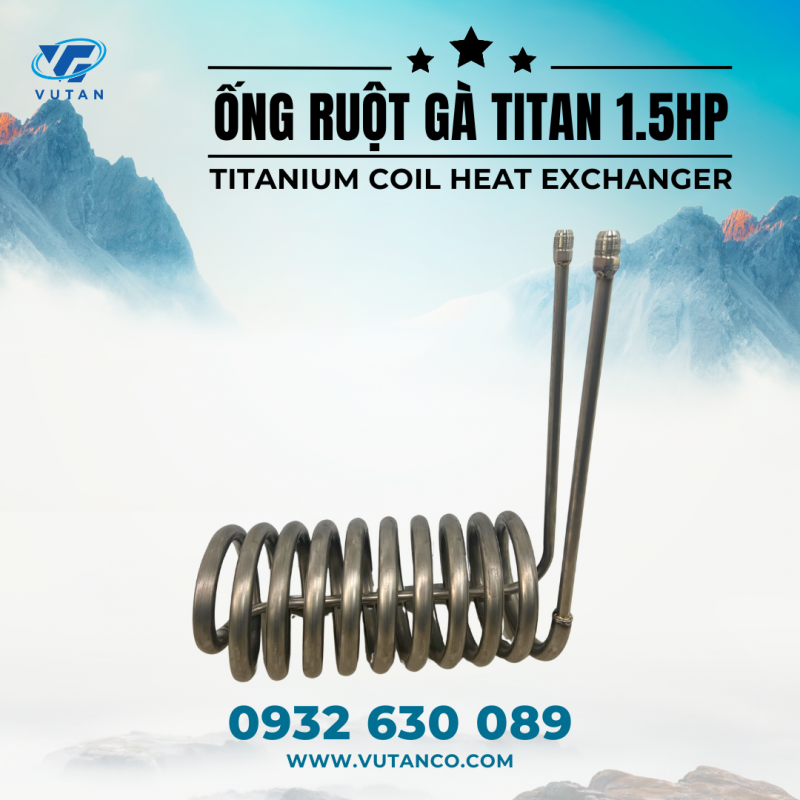 Ống ruột gà titan - lõi bầu lạnh titan - titanium coil heat exchanger - VŨ TẤN TITANIUM