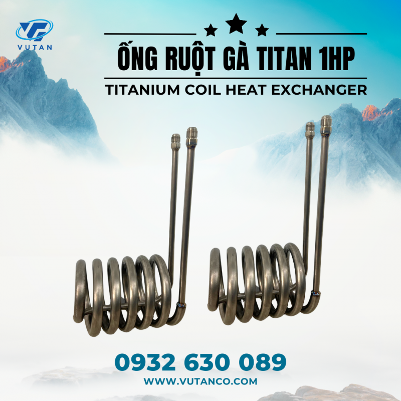 Ống ruột gà titan - lõi bầu lạnh titan - titanium coil heat exchanger - VŨ TẤN TITANIUM
